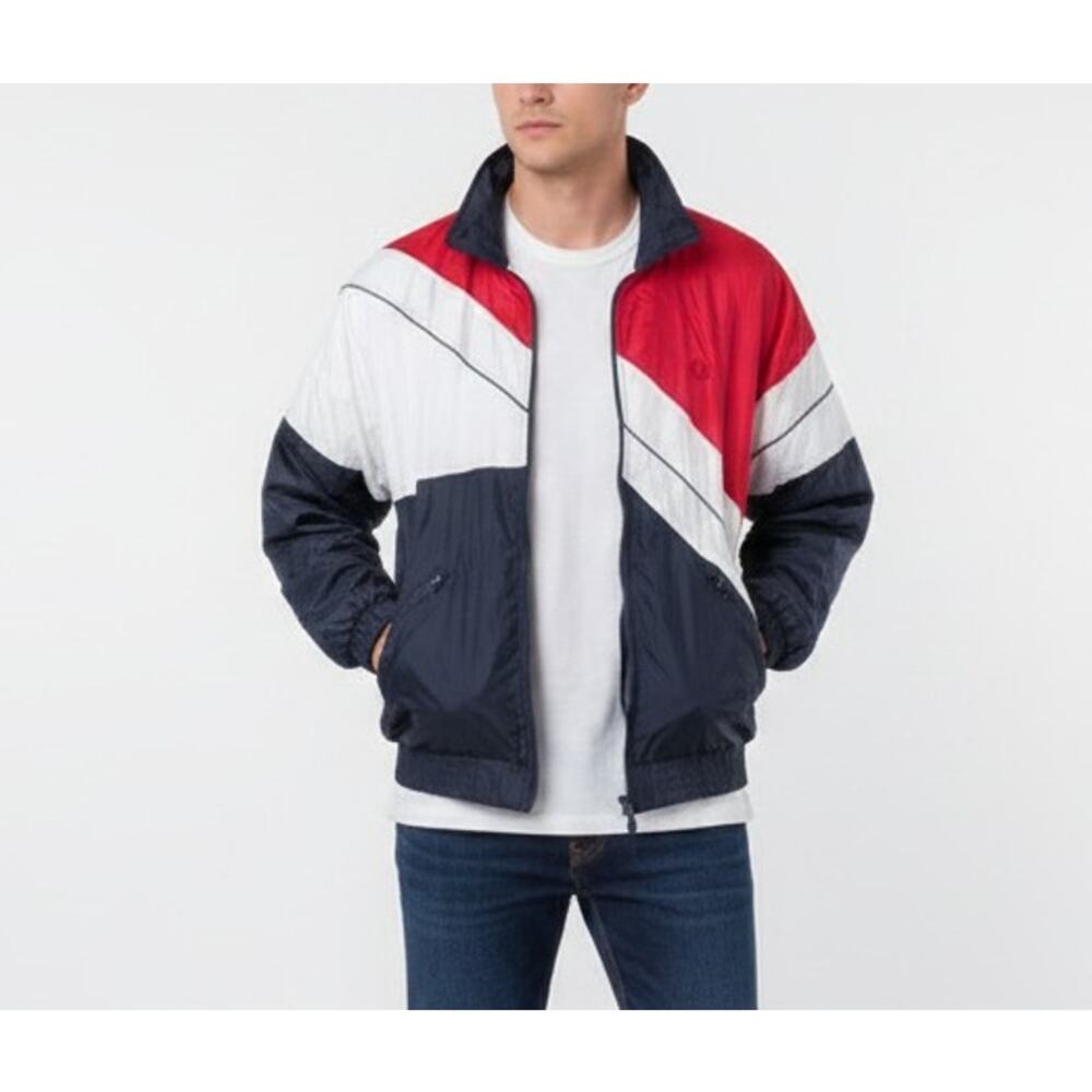 Vtg 90s Fred Perry Colorblock Track Jacket - Navy Red White - Men's M - Unisex - Picture 15 of 16
